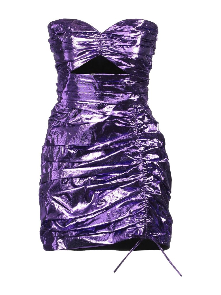 Amen Purple Metallic Party Cocktail Dress